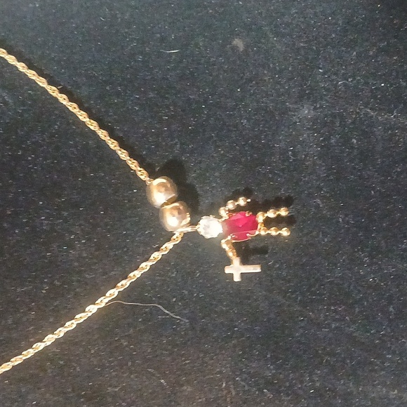 Gold Charm Necklace with Multicolor Accents - Picture 6 of 9